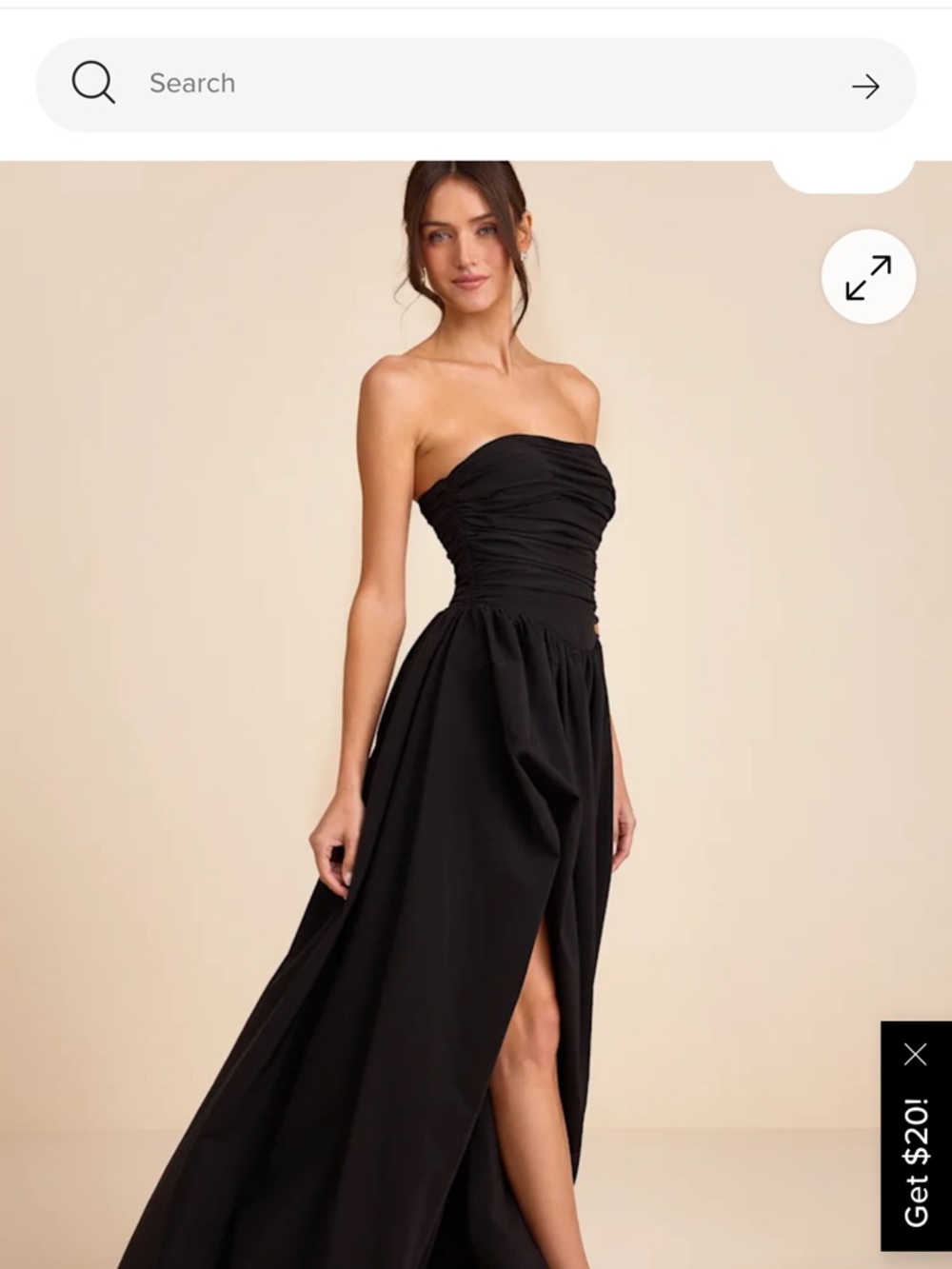 Lulus Strapless Black Ruched Bodice Evening Gown